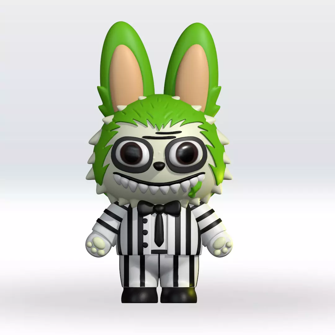 Labubu Beetle juice Halloween STL 3D Model 3mf Multicolor Fanart 3D print model_0