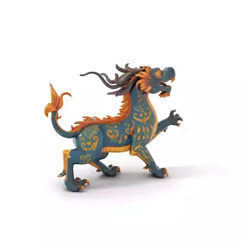 Mystic Azure Dragon model pack Low-poly 3D model