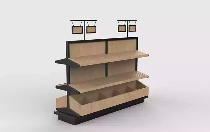 wooden shelves 3 3D model