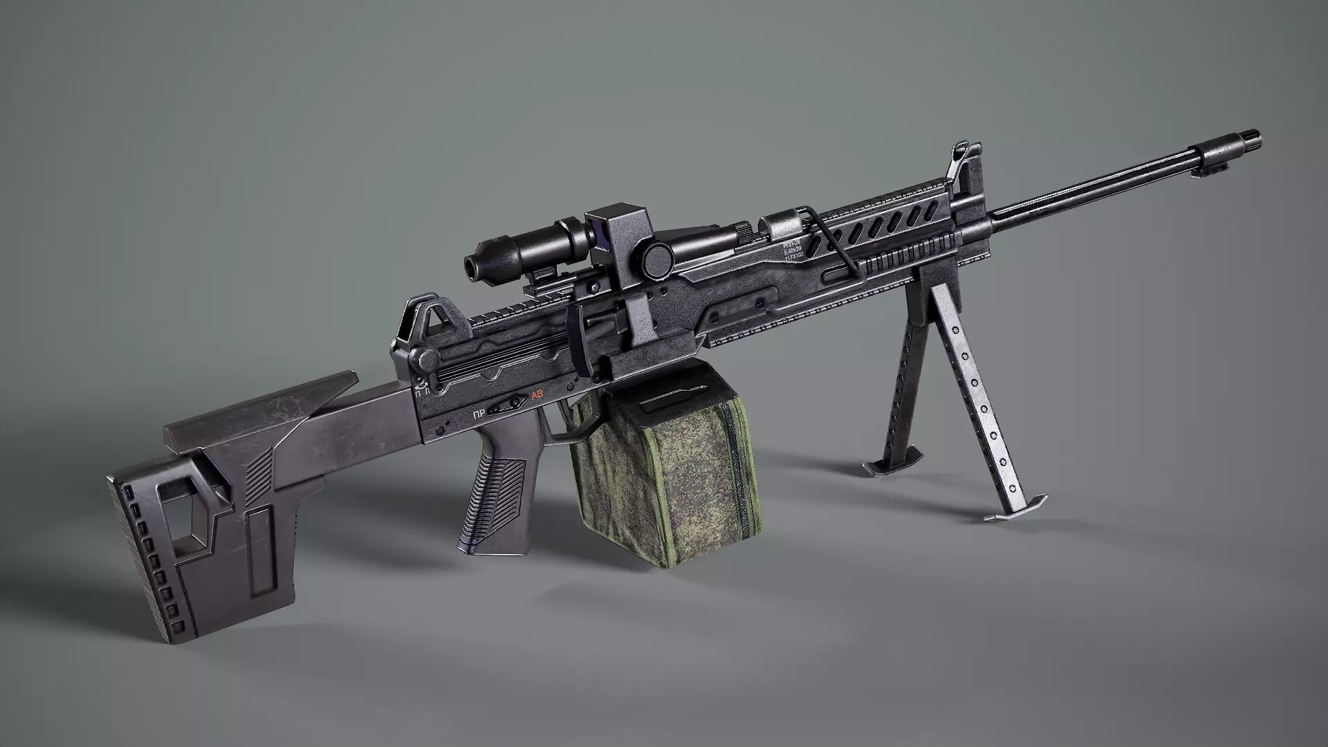 RPL-20  Kalashnikov  Rifle  Low-poly 3D model_8