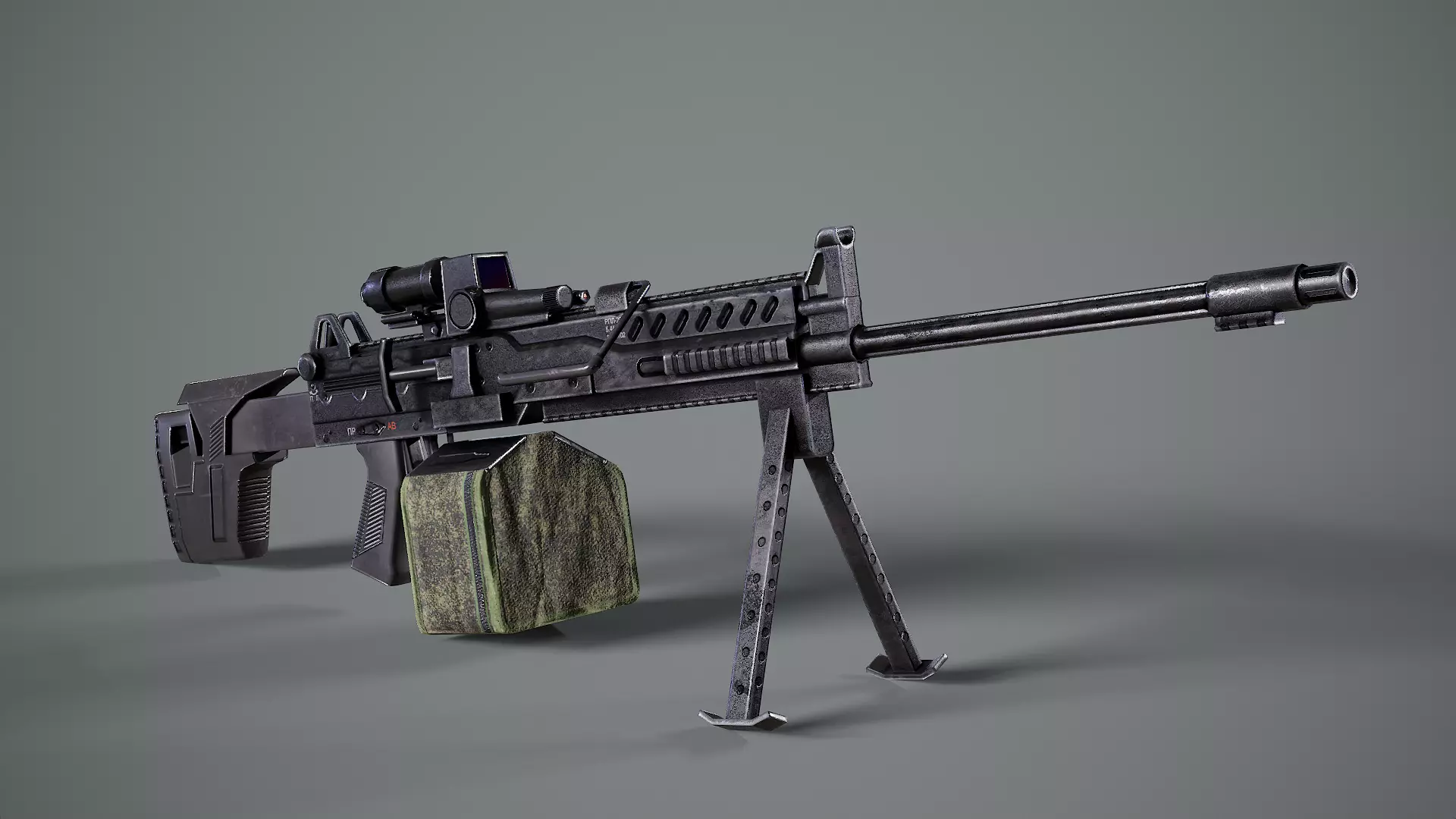 RPL-20  Kalashnikov  Rifle  Low-poly 3D model_7