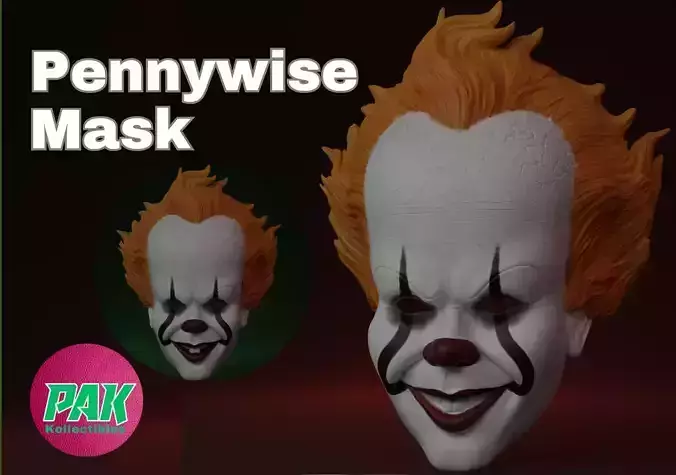 pennywise Mask - Halloween Mask - Cosplay Face Mask 3D print model