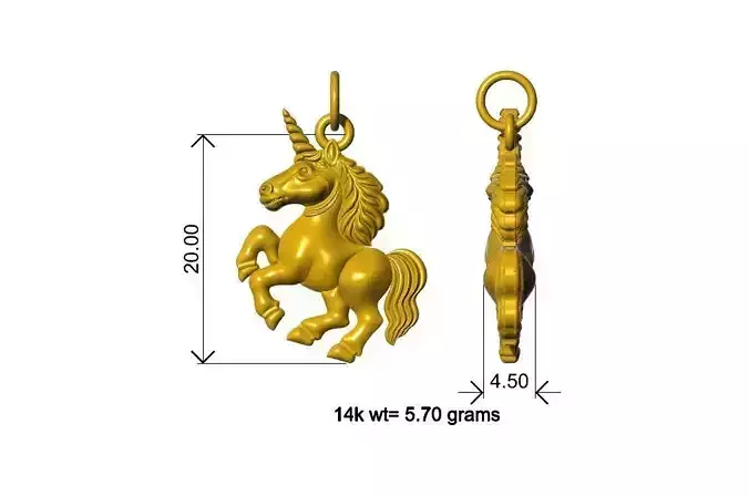 Unicorn Horse Pendant Gold necklace Design 