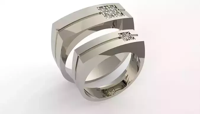 Aligned Souls Wedding Ring Set 3D print model