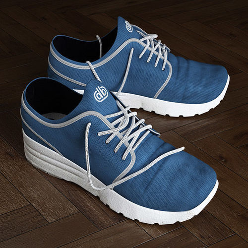 Pair of worn sneakers 3D model