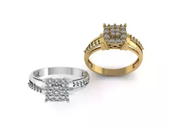 Elegant Square Cluster Diamond Engagement Ring Jewelry Design