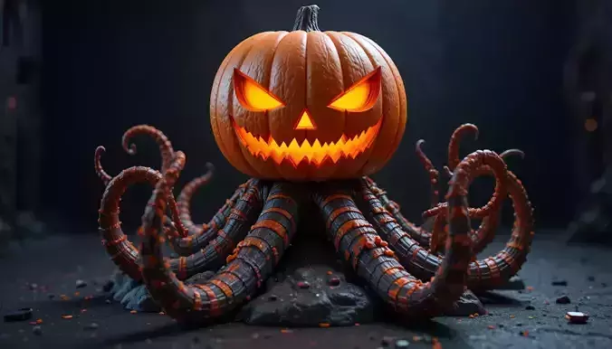 Pumpkin Kraken 3D Print Halloween Octopus Fusion Original Design 3D print model