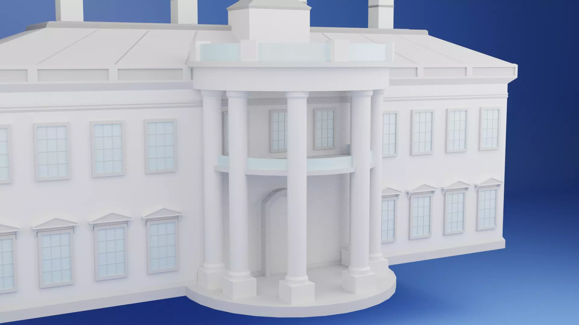 The White House Low Poly Low-poly 3D model_8