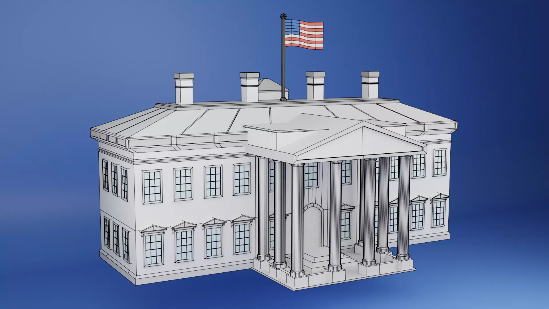 The White House Low Poly Low-poly 3D model_10