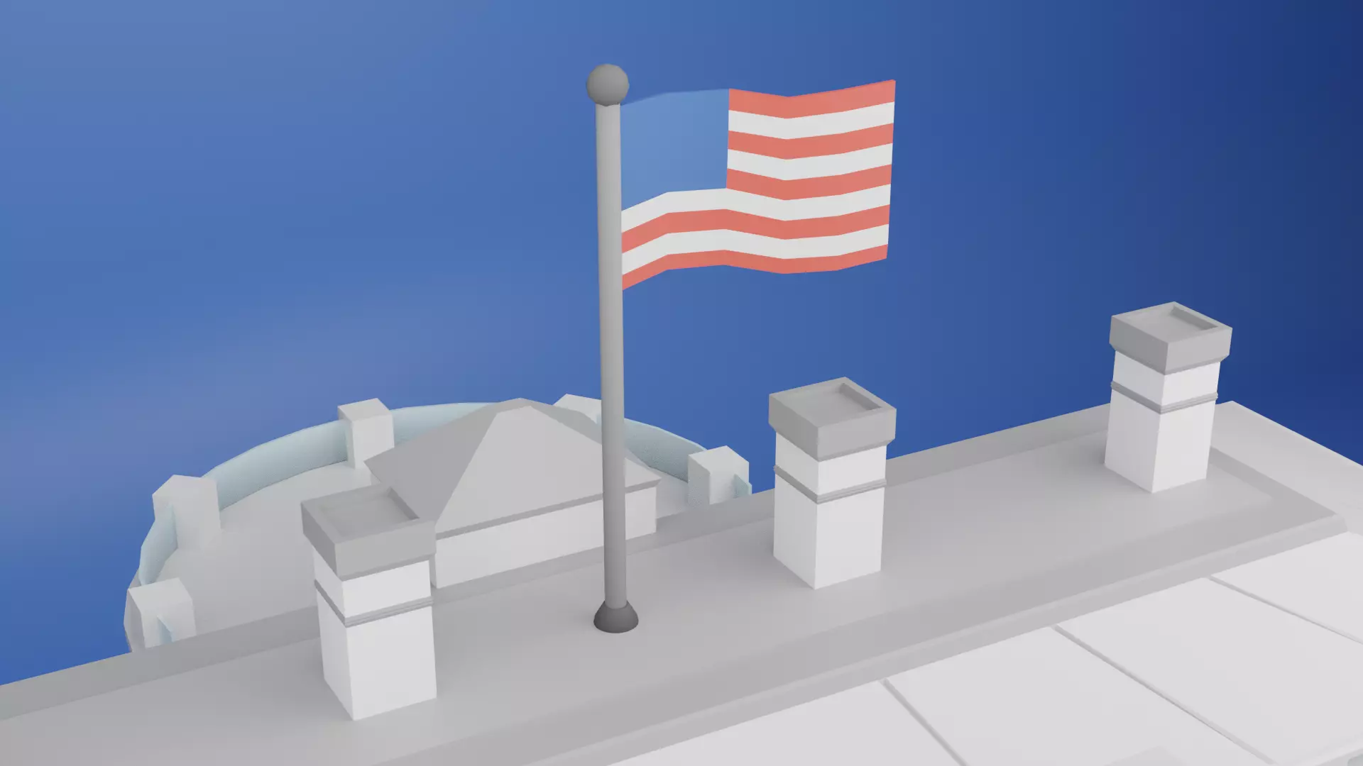 The White House Low Poly Low-poly 3D model_7