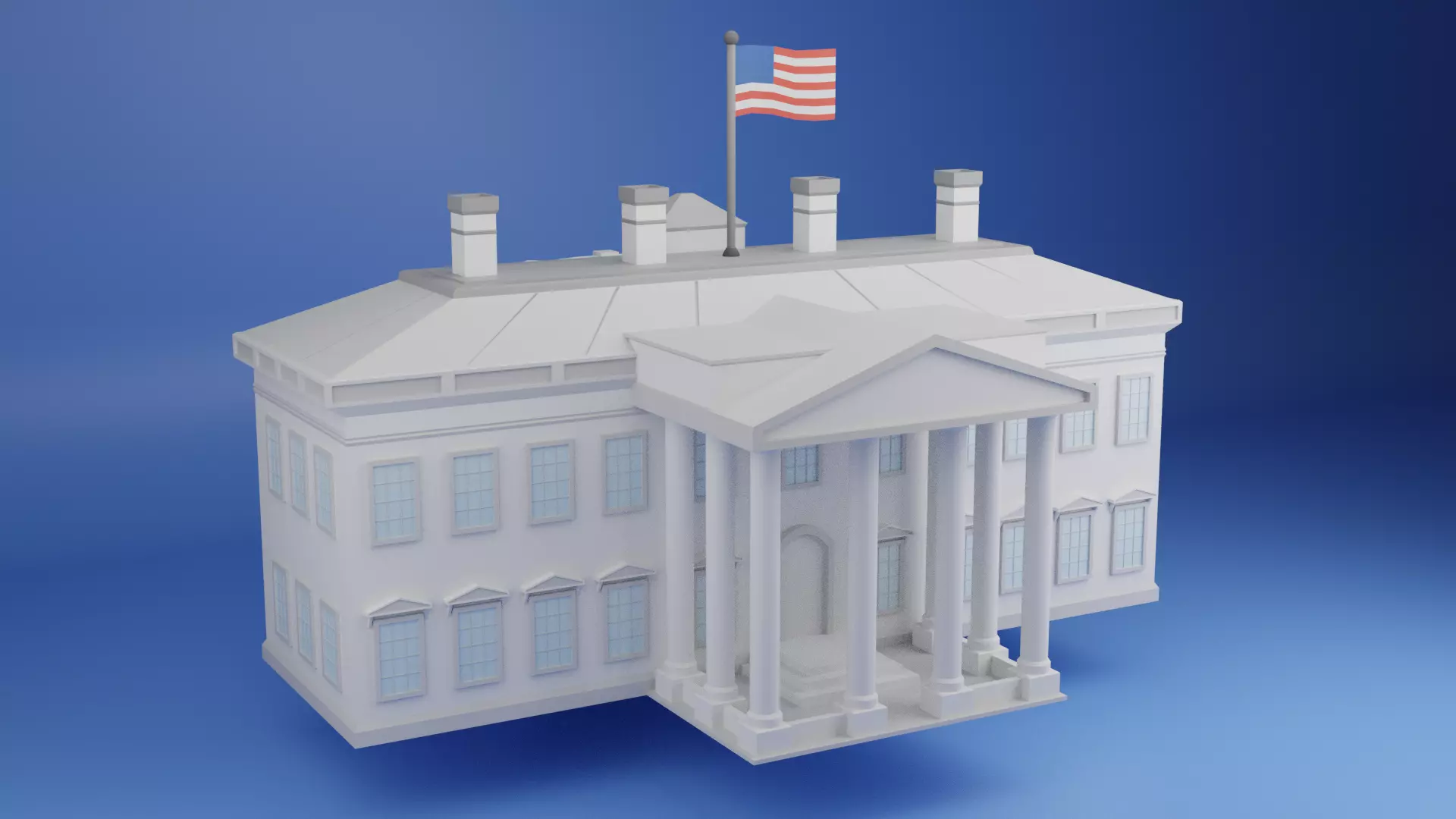 The White House Low Poly Low-poly 3D model_1