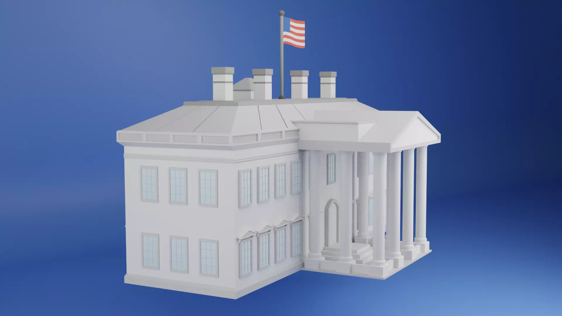 The White House Low Poly Low-poly 3D model_5