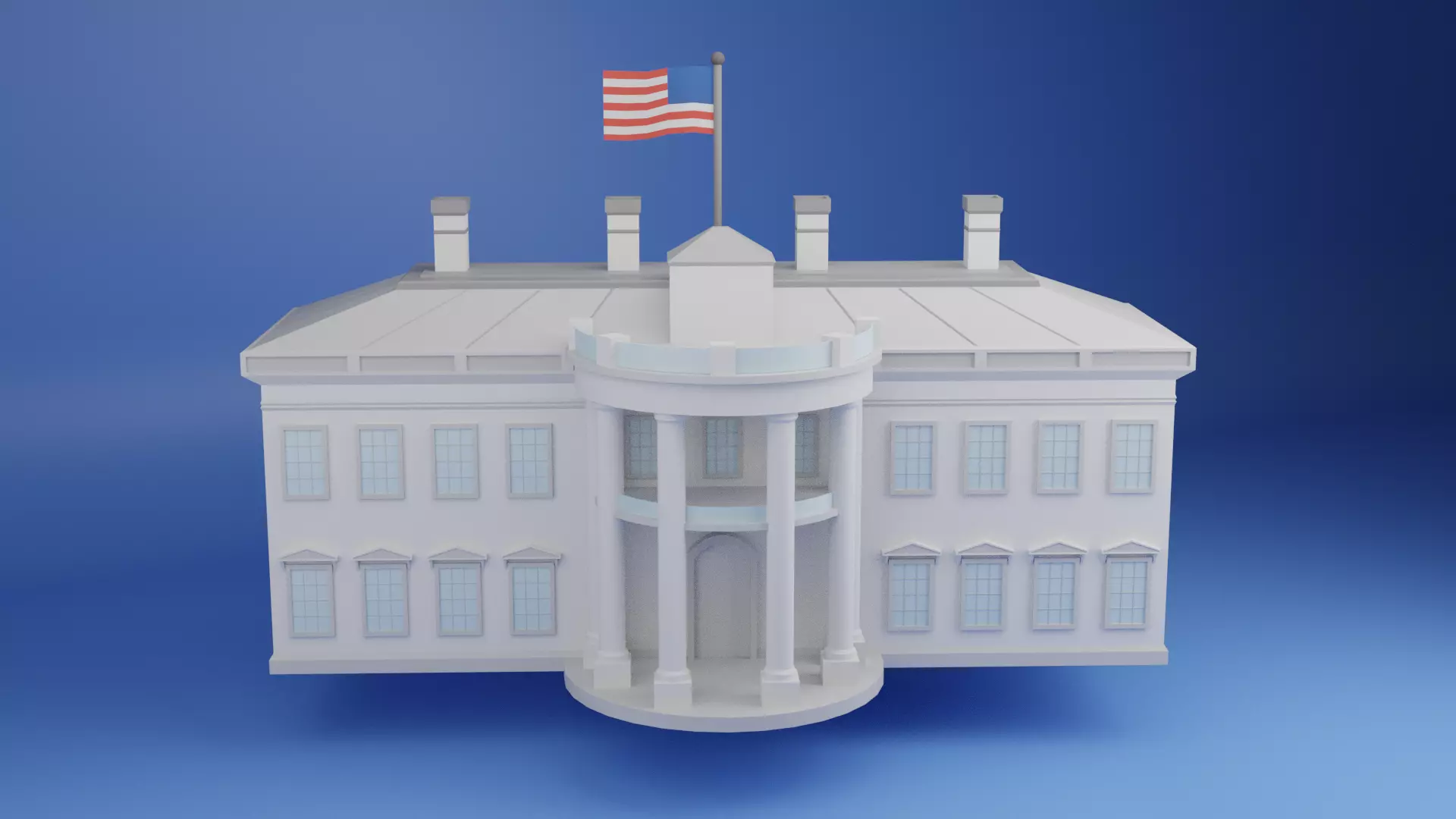 The White House Low Poly Low-poly 3D model_2