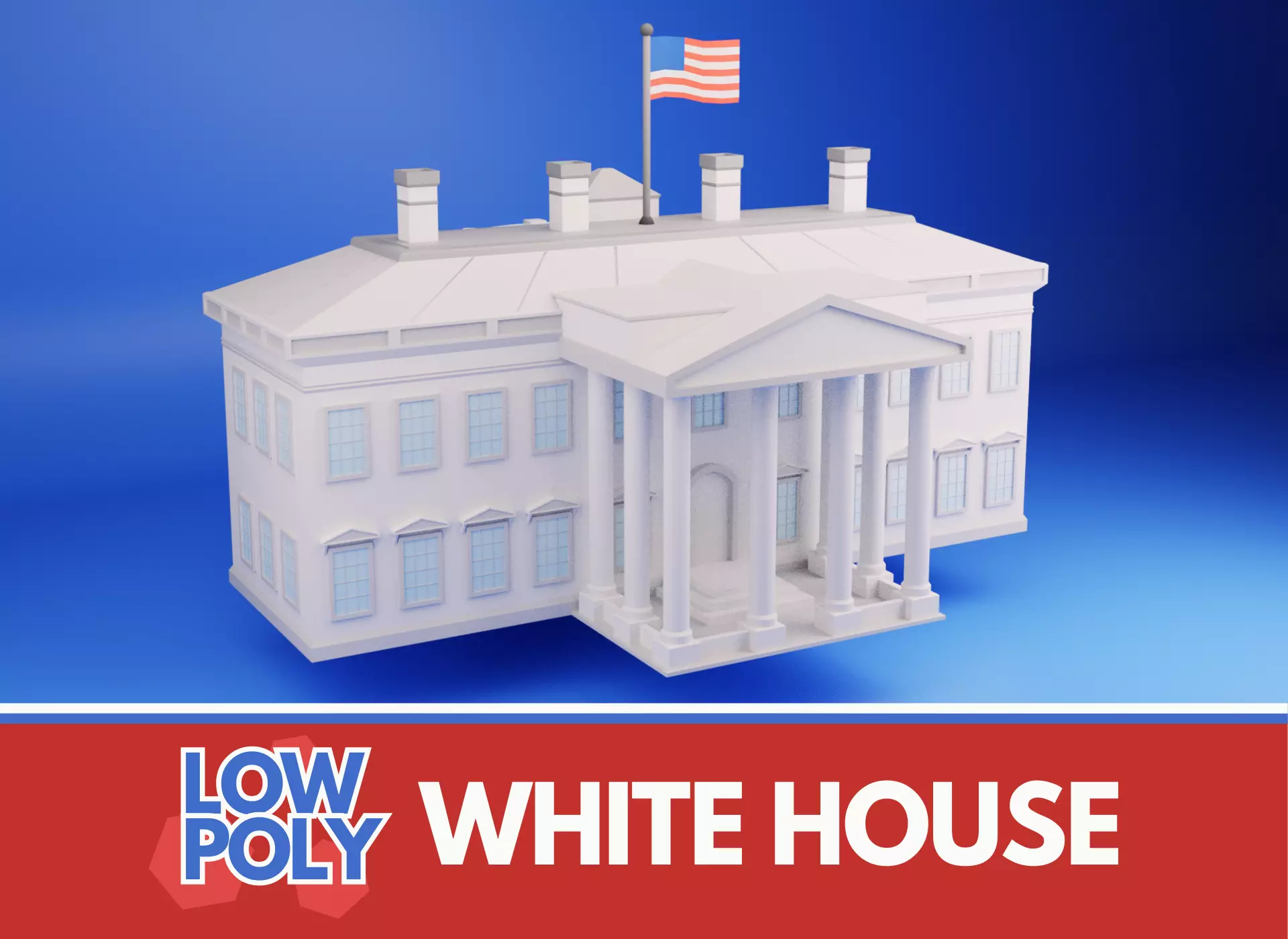 The White House Low Poly Low-poly 3D model_0
