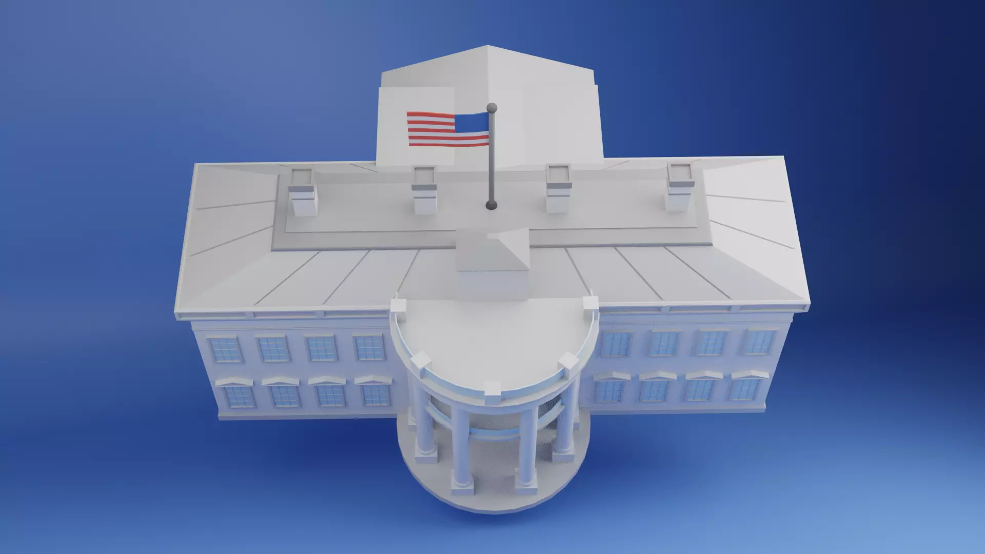The White House Low Poly Low-poly 3D model_3