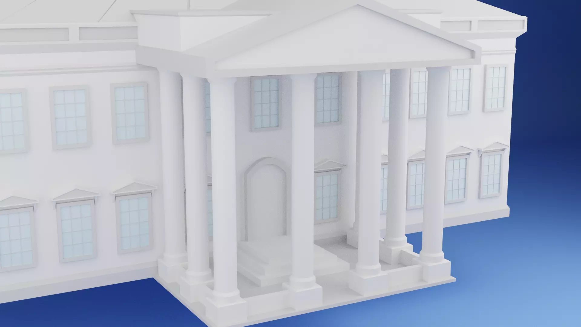 The White House Low Poly Low-poly 3D model_6