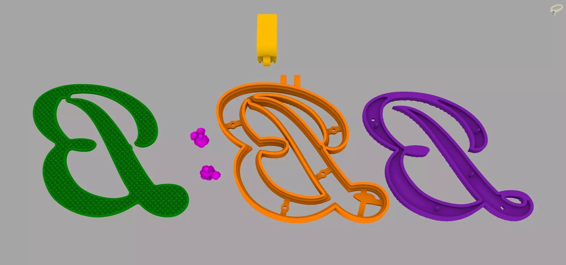 B Pendant 3D print model_8