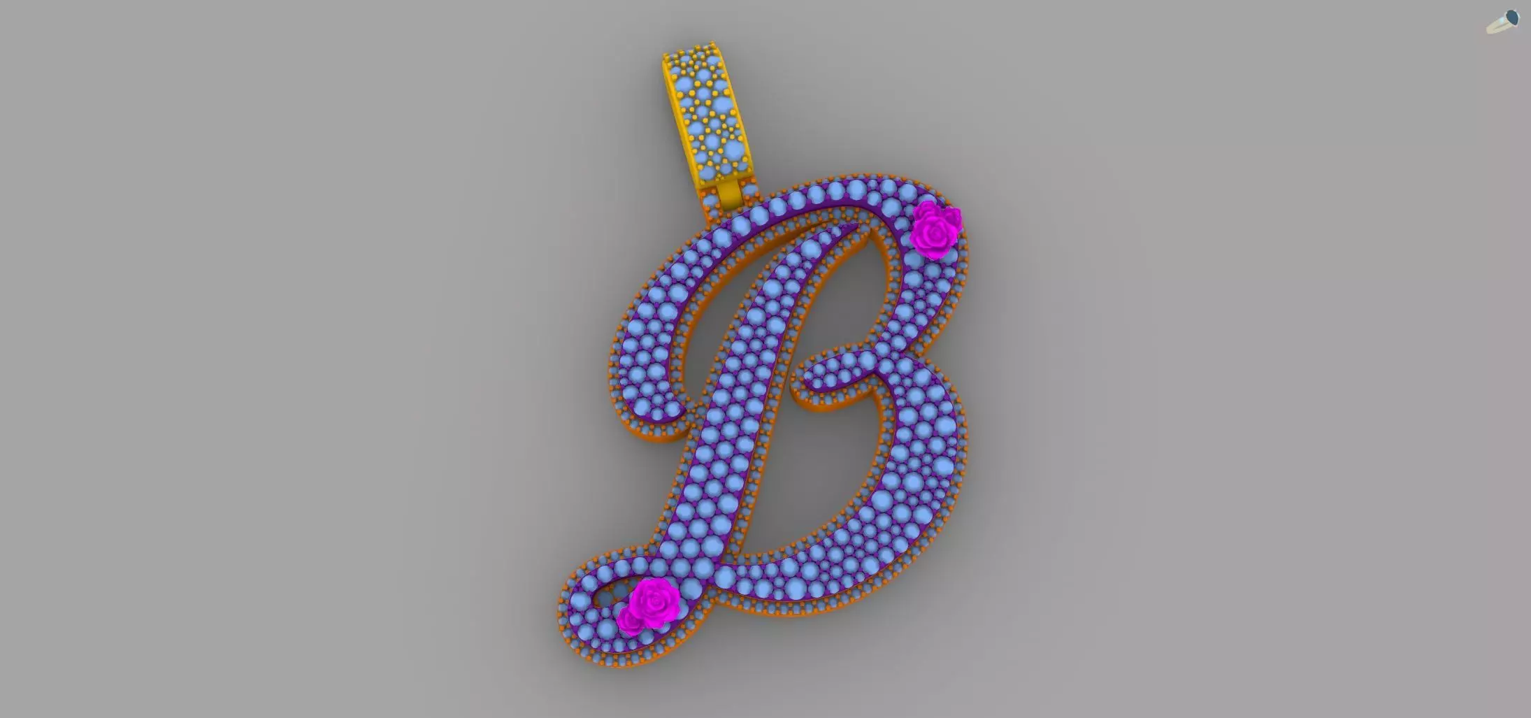 B Pendant 3D print model_4