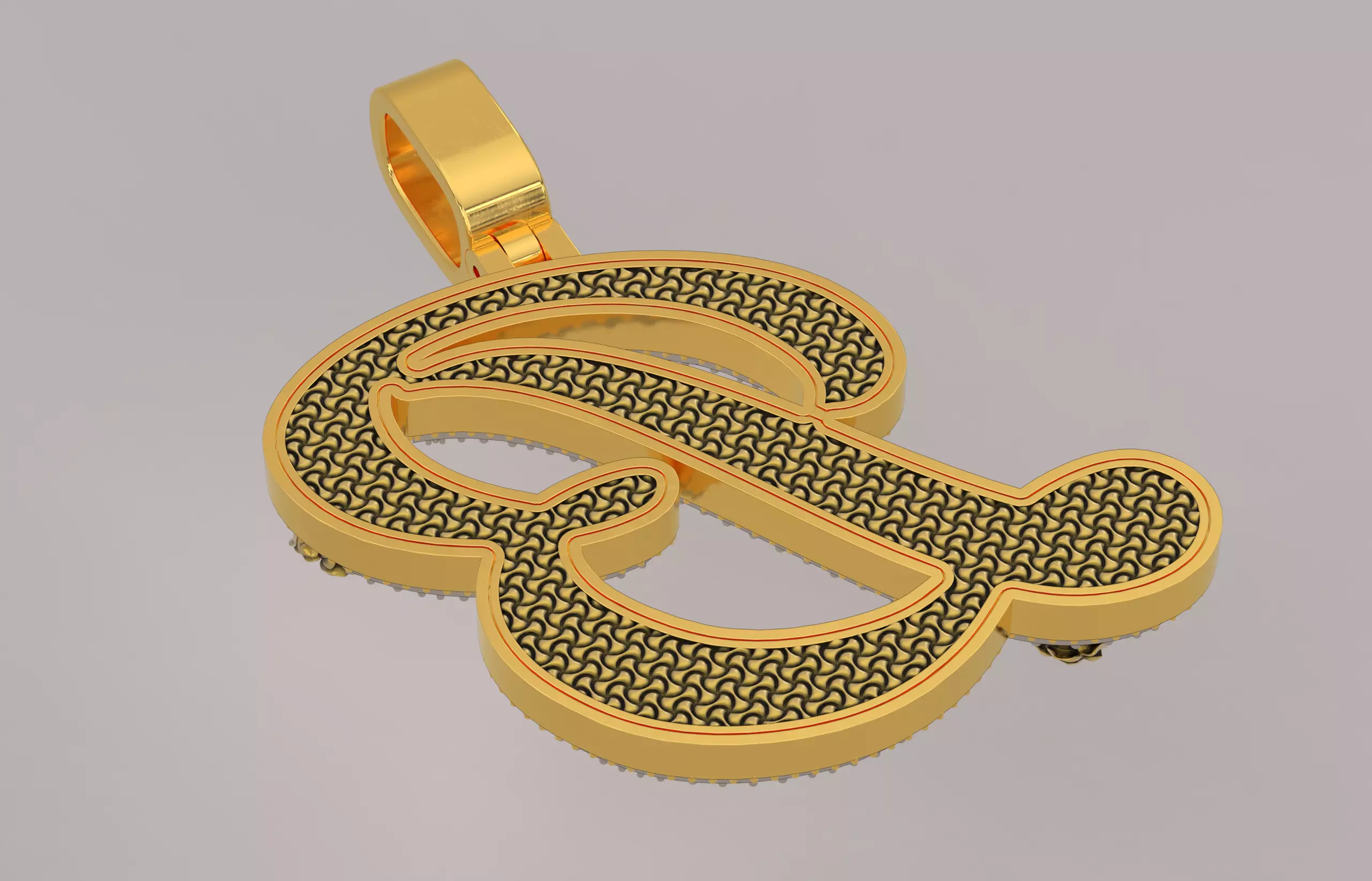 B Pendant 3D print model_2