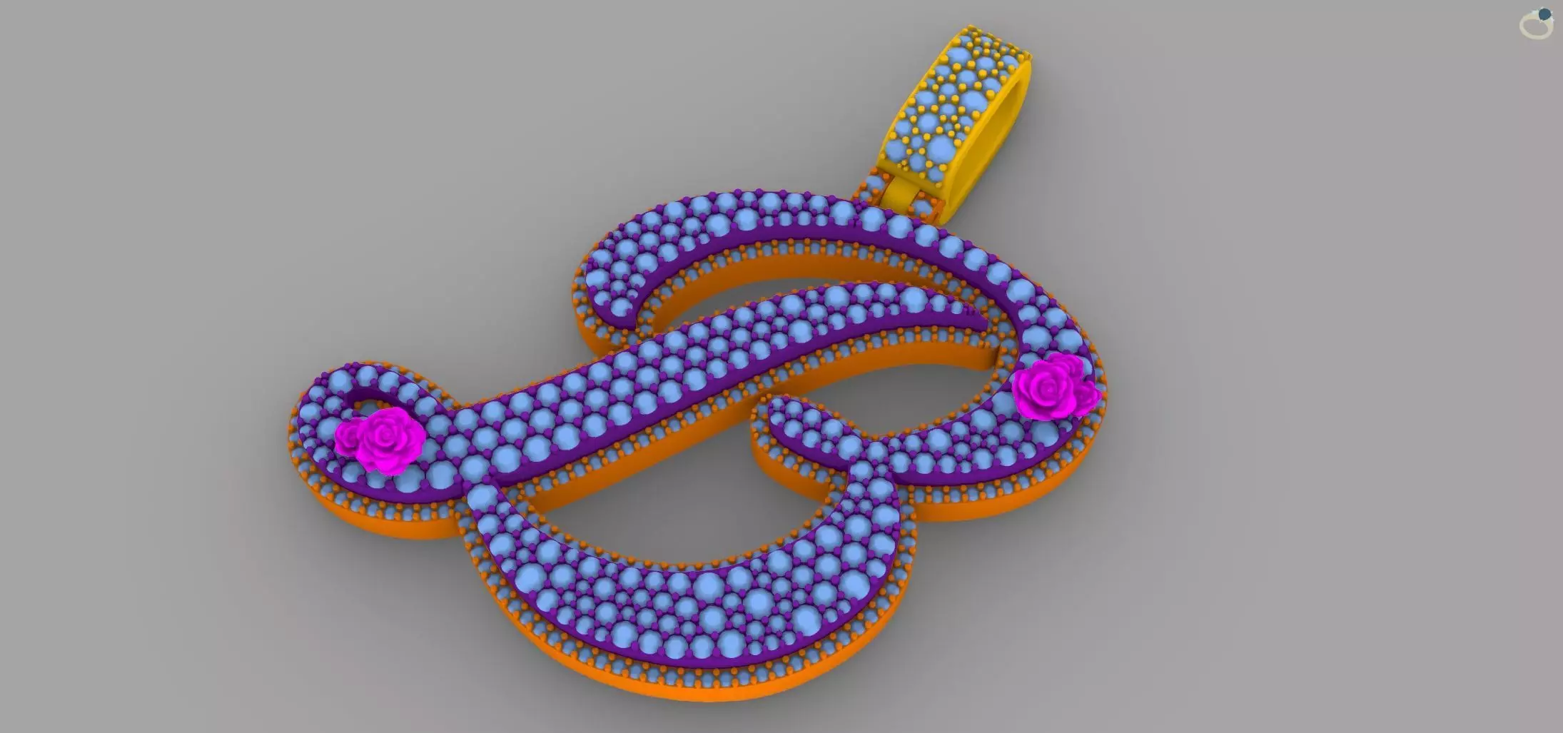 B Pendant 3D print model_5