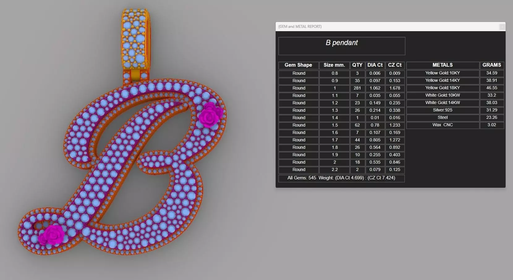 B Pendant 3D print model_9