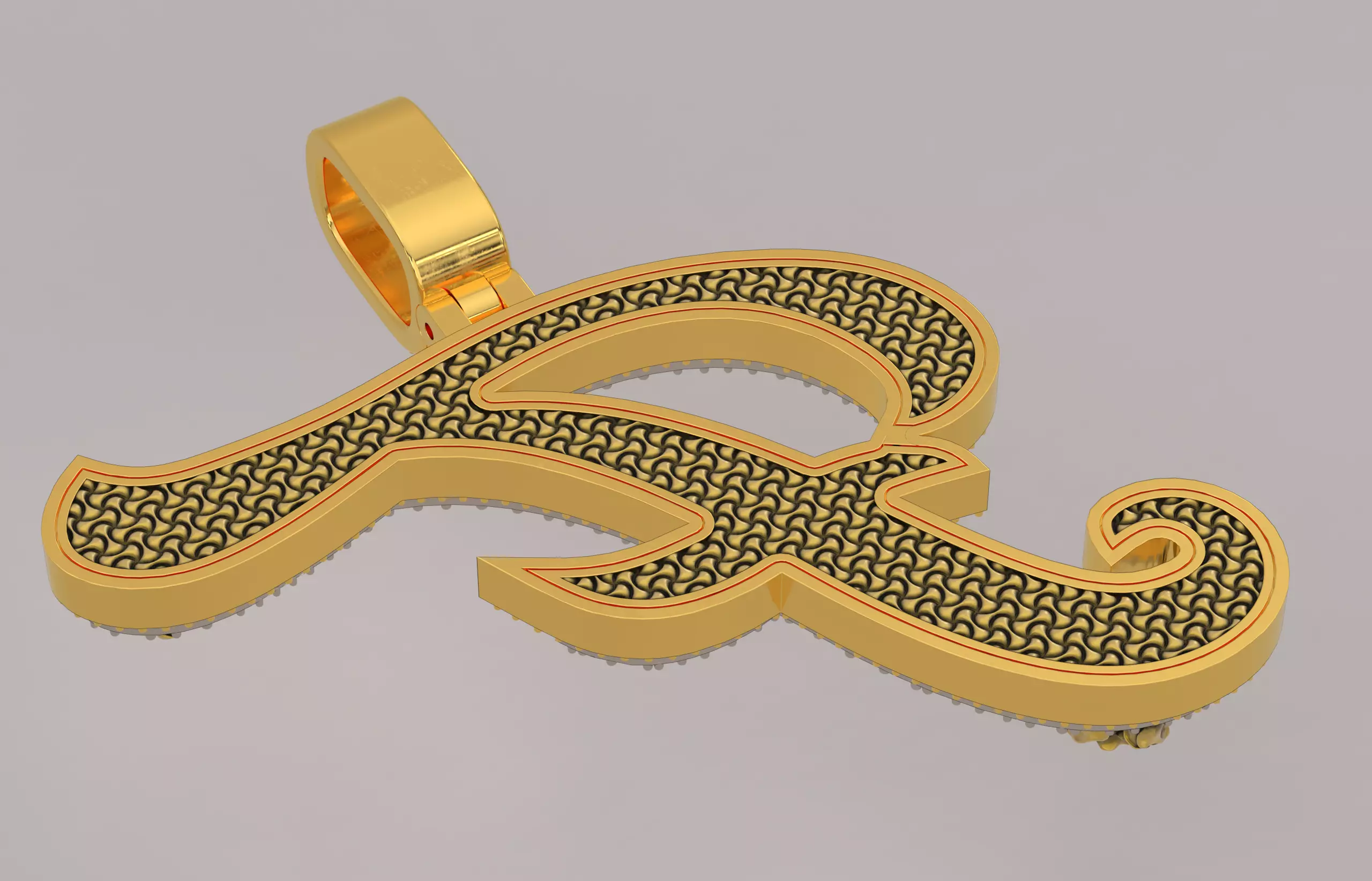 F Pendant 3D print model_2