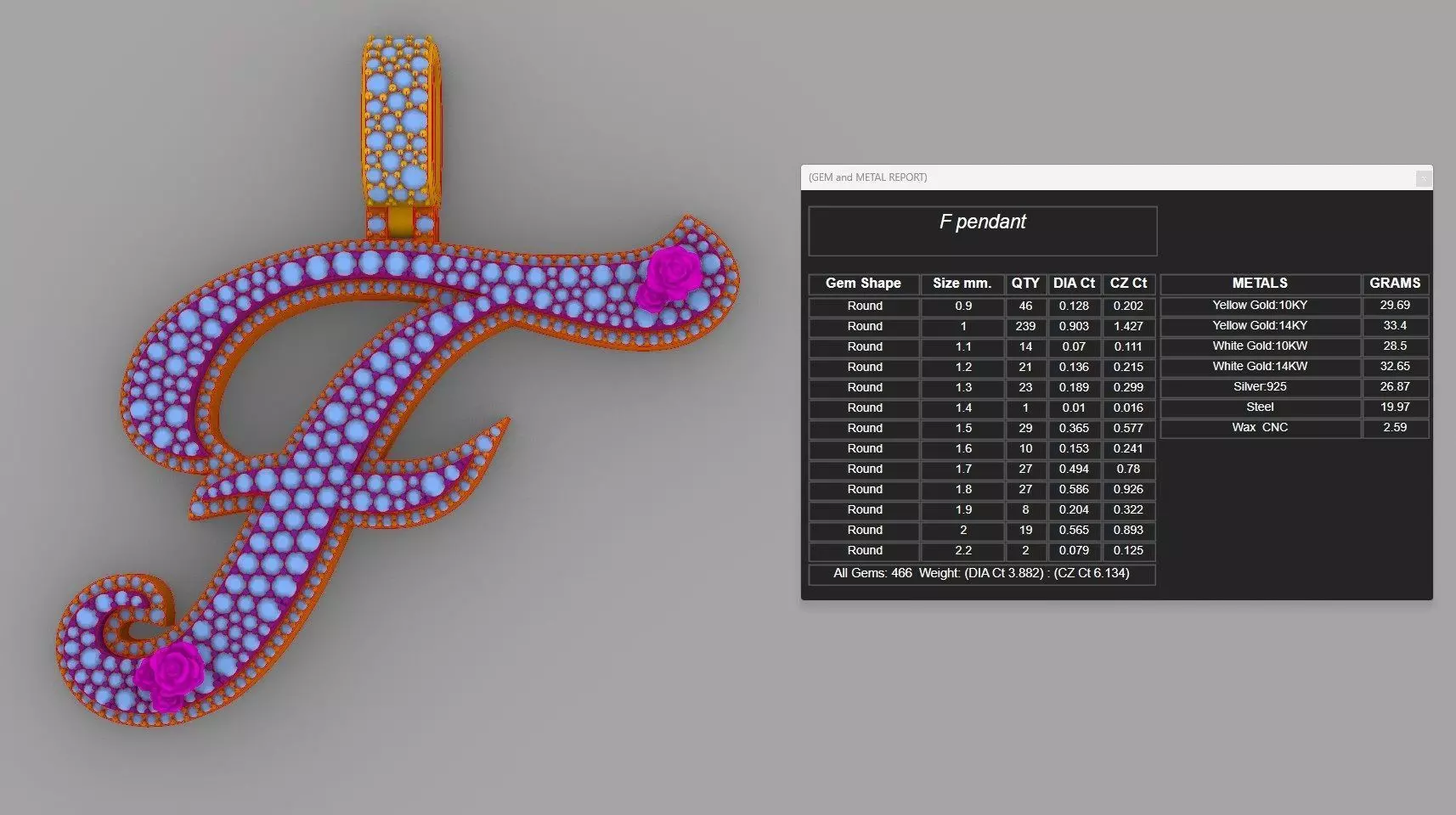 F Pendant 3D print model_9