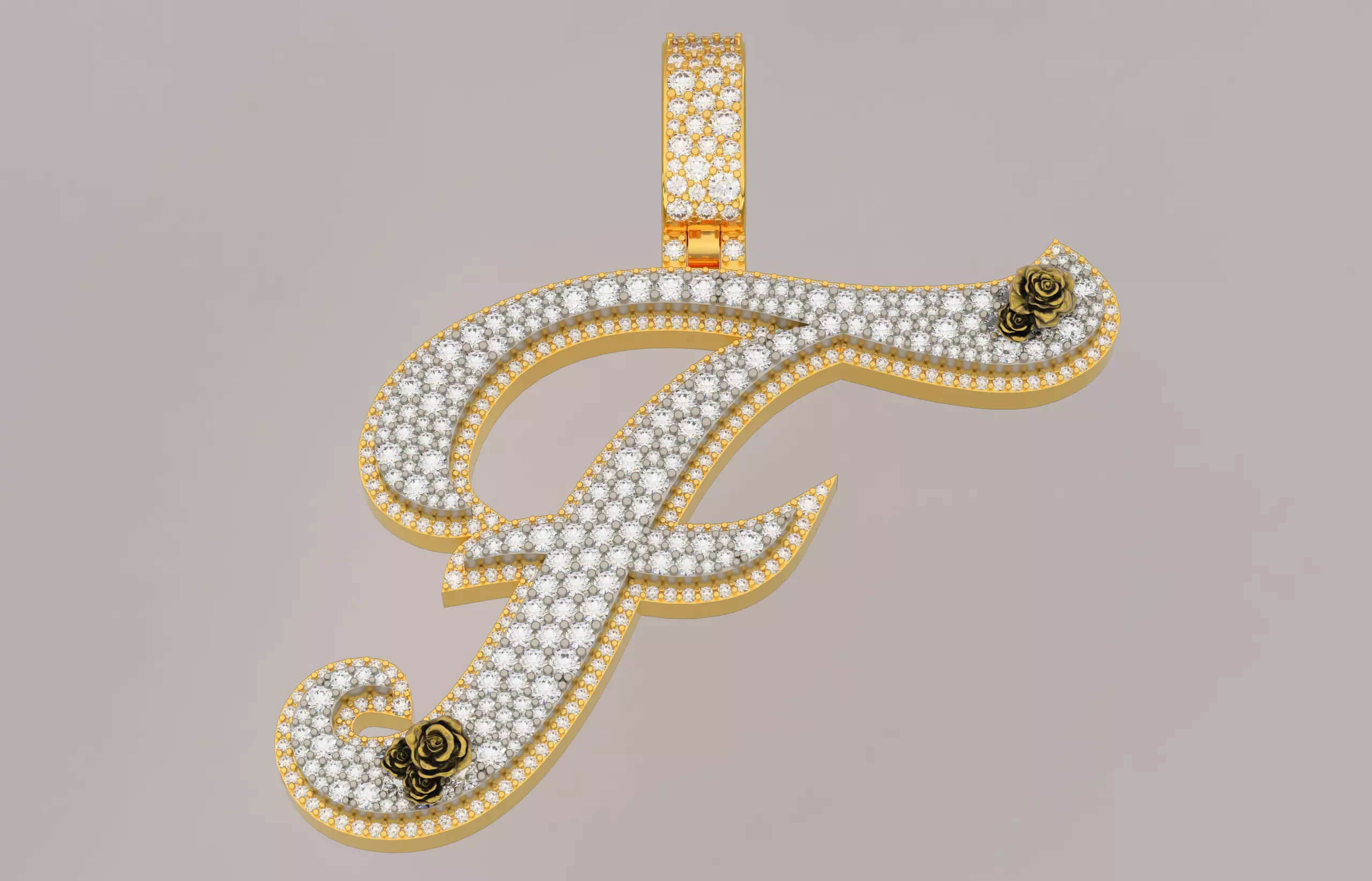 F Pendant 3D print model_0