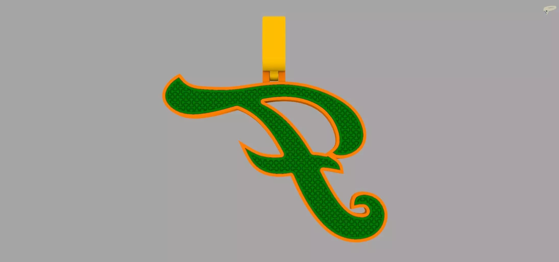 F Pendant 3D print model_6