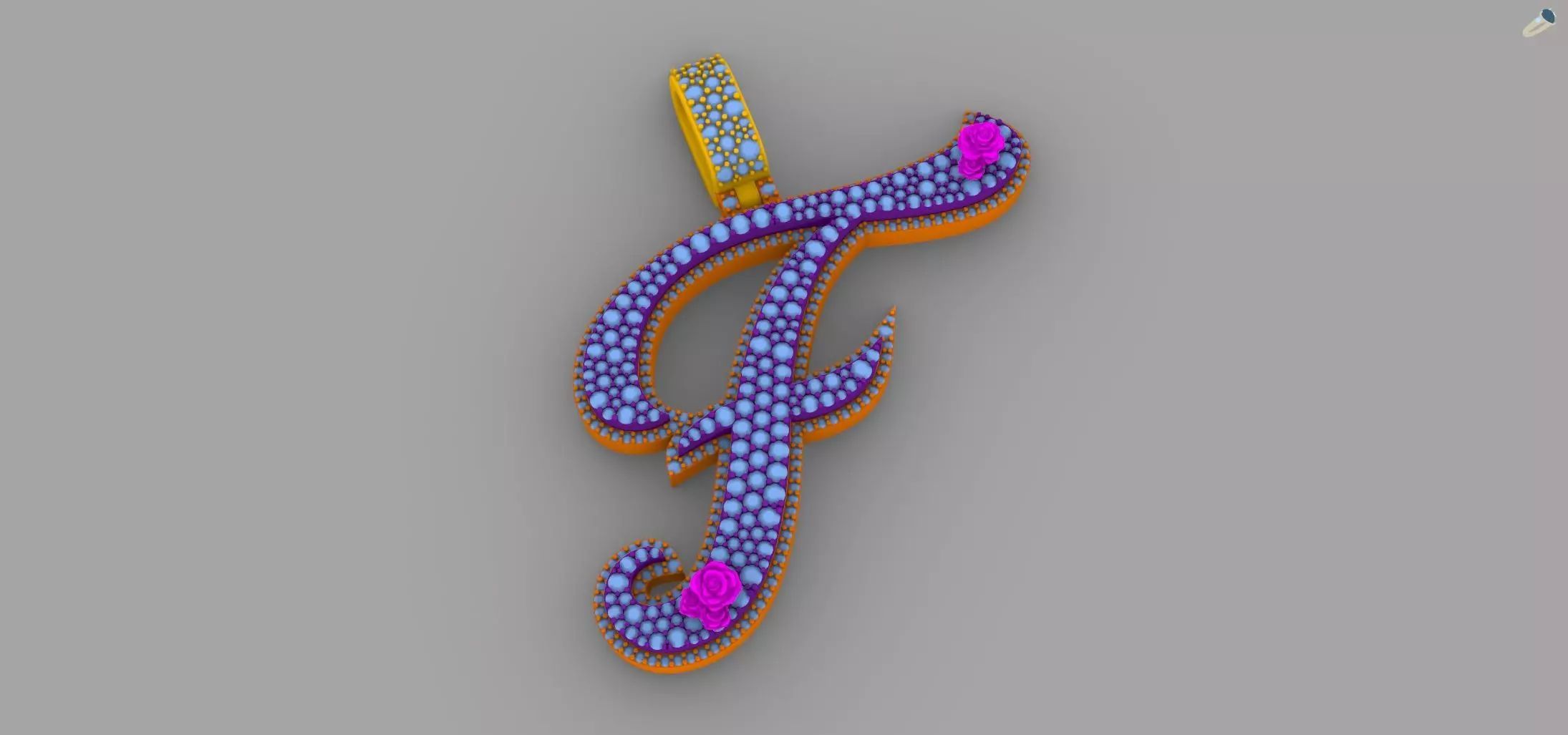 F Pendant 3D print model_4