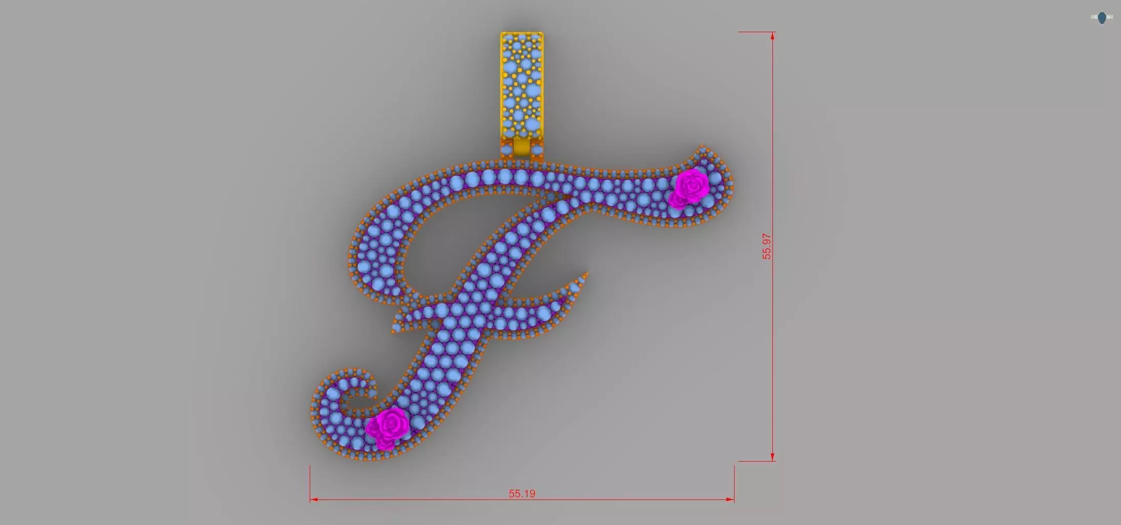 F Pendant 3D print model_3