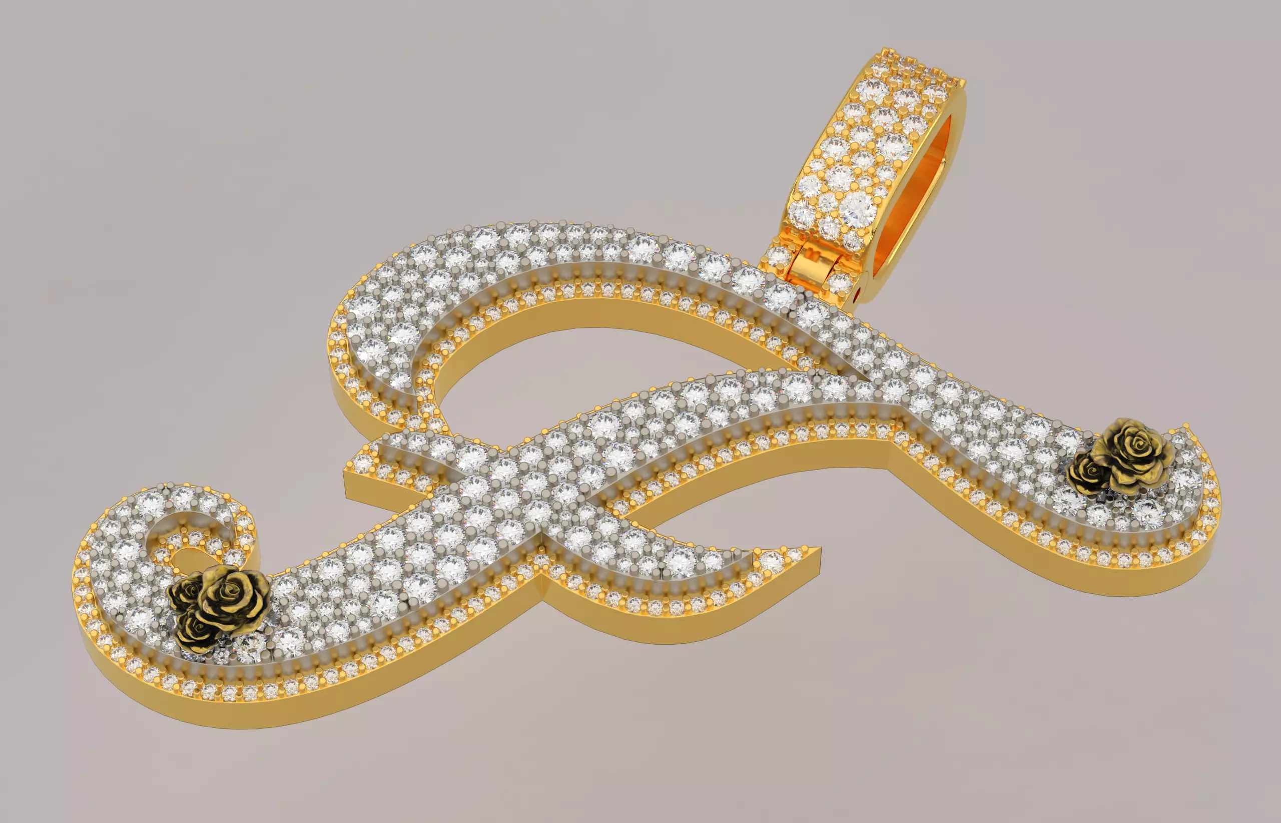 F Pendant 3D print model_1