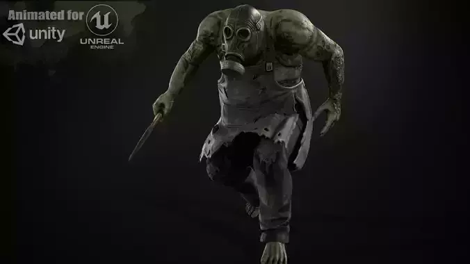 Zombie Butcher Low-poly 3D model