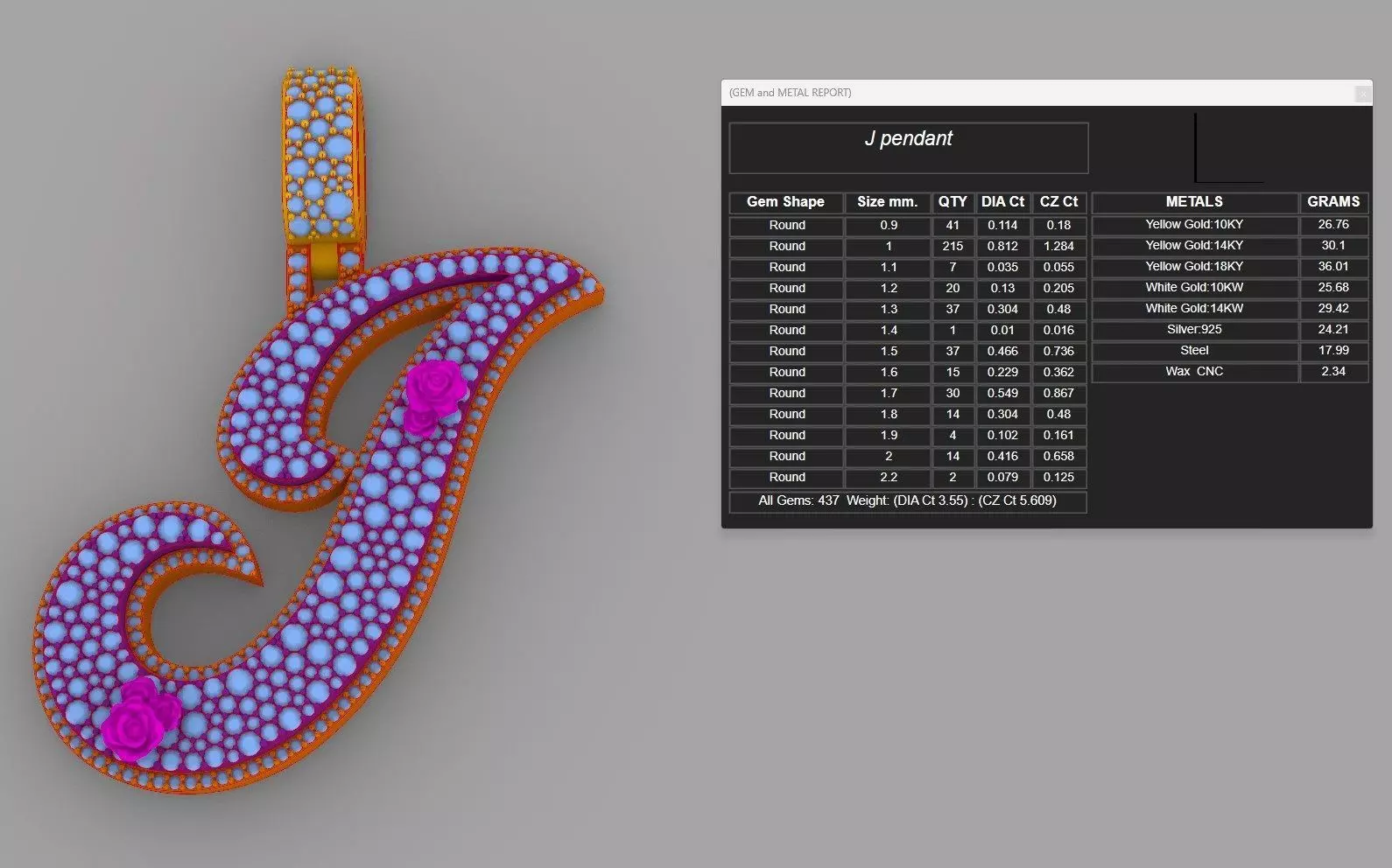 J Pendant 3D print model_9