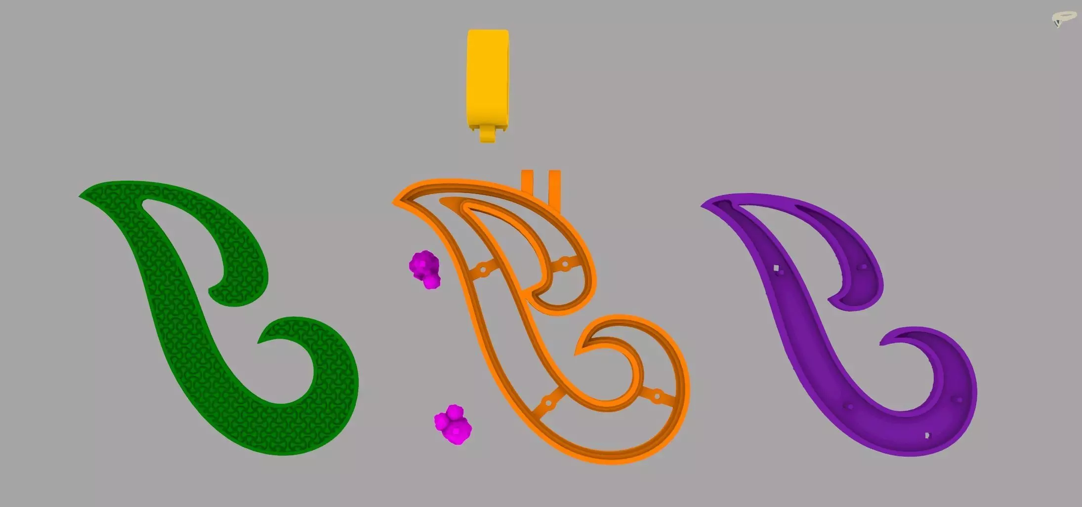 J Pendant 3D print model_8