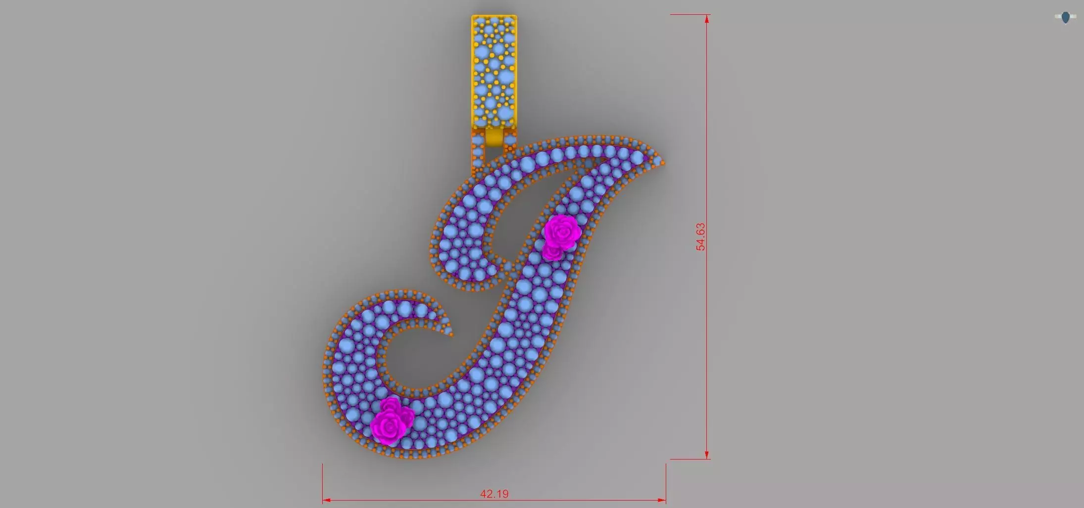 J Pendant 3D print model_3