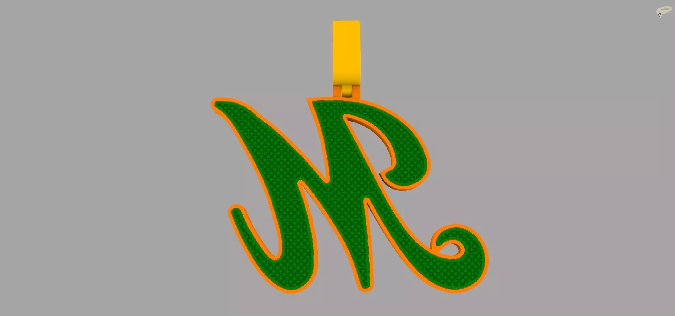 M Pendant 3D print model_6
