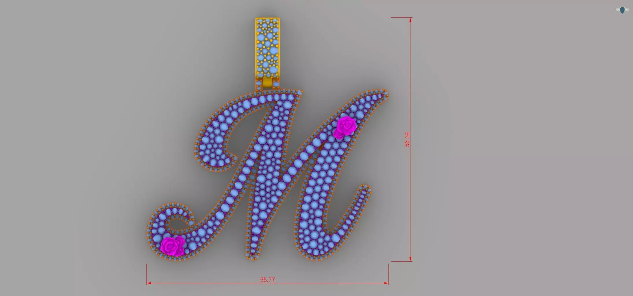 M Pendant 3D print model_3