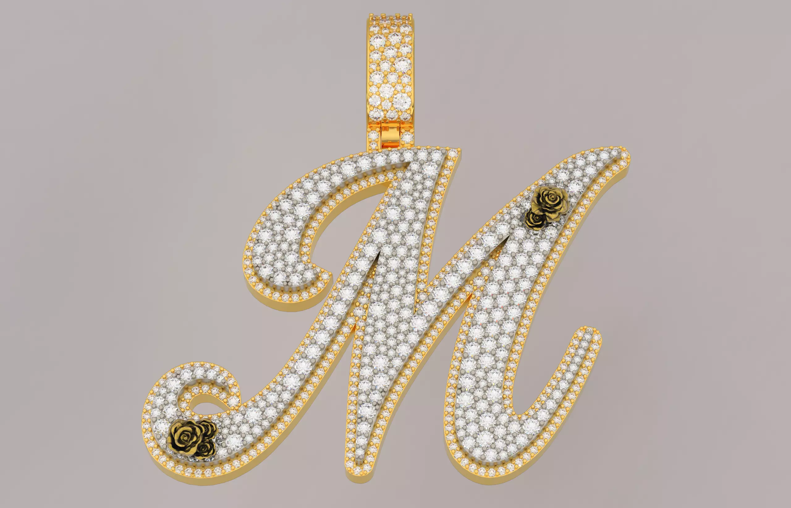 M Pendant 3D print model_0