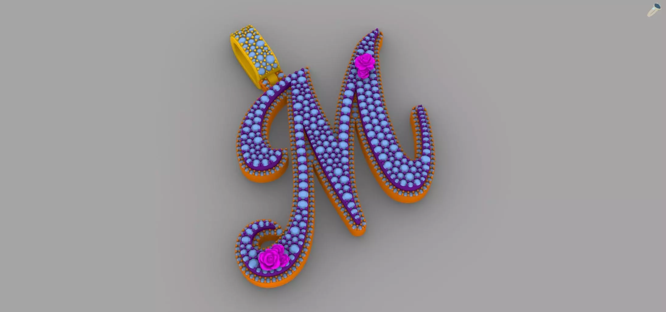 M Pendant 3D print model_4