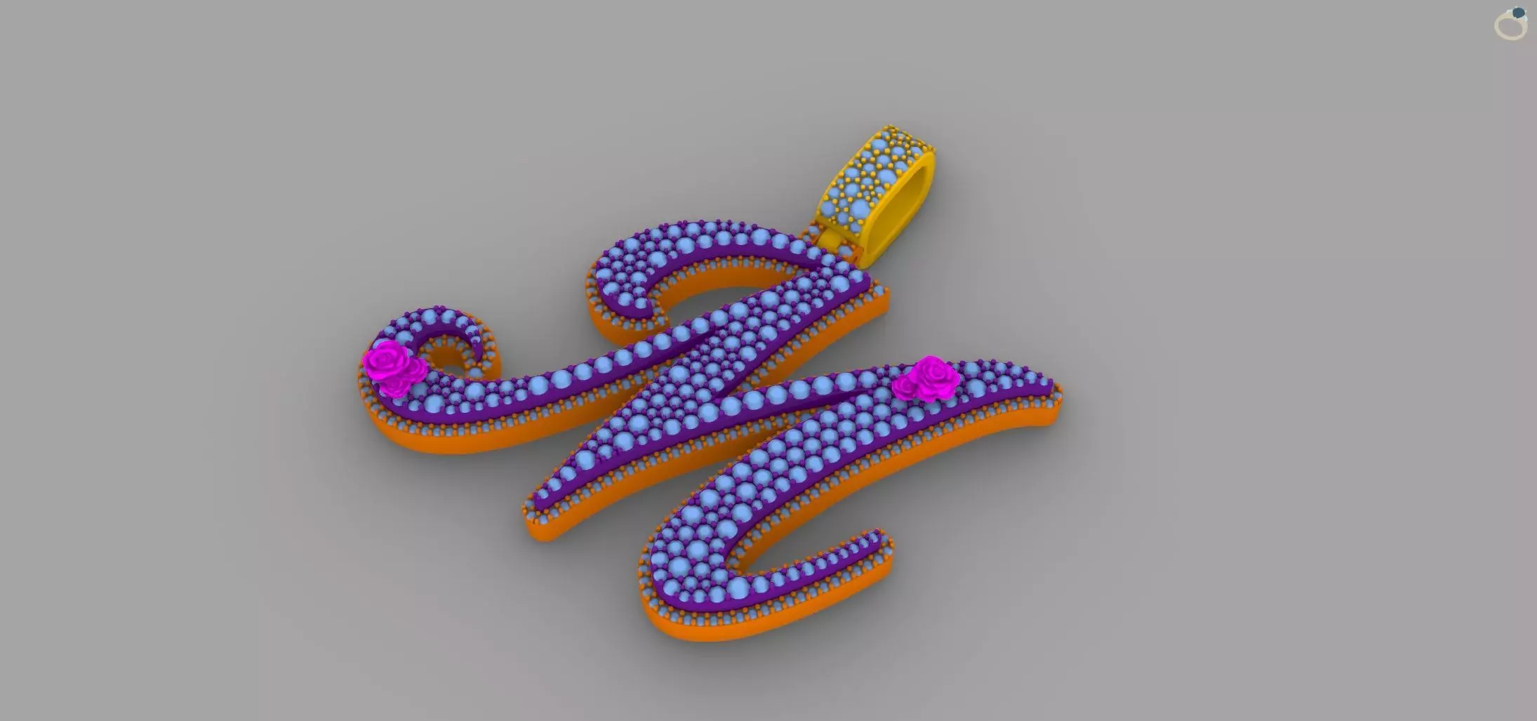 M Pendant 3D print model_5