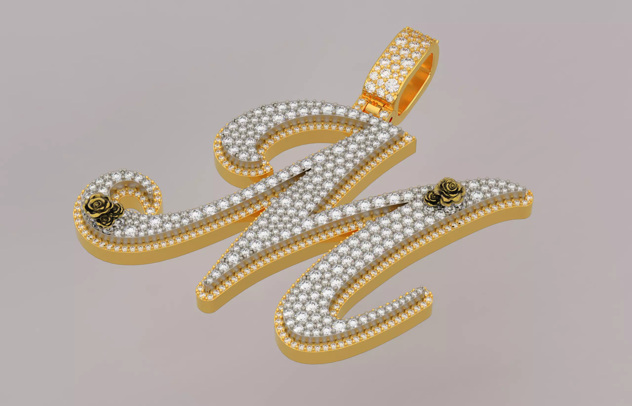 M Pendant 3D print model_1