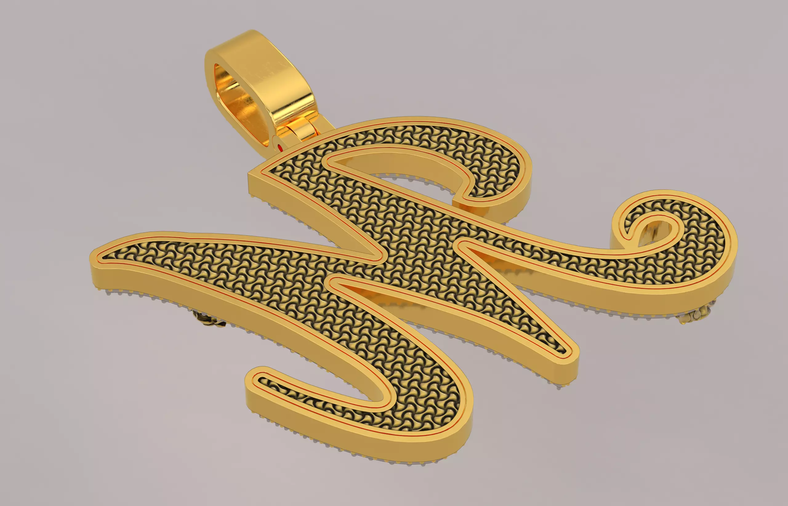 M Pendant 3D print model_2