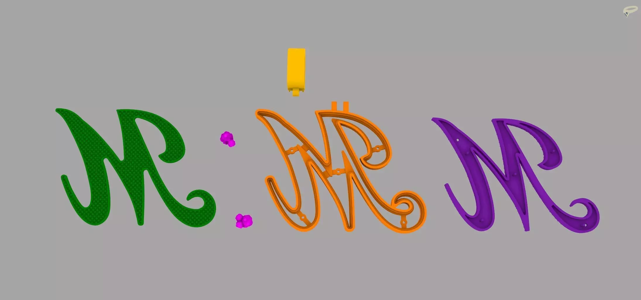 M Pendant 3D print model_8