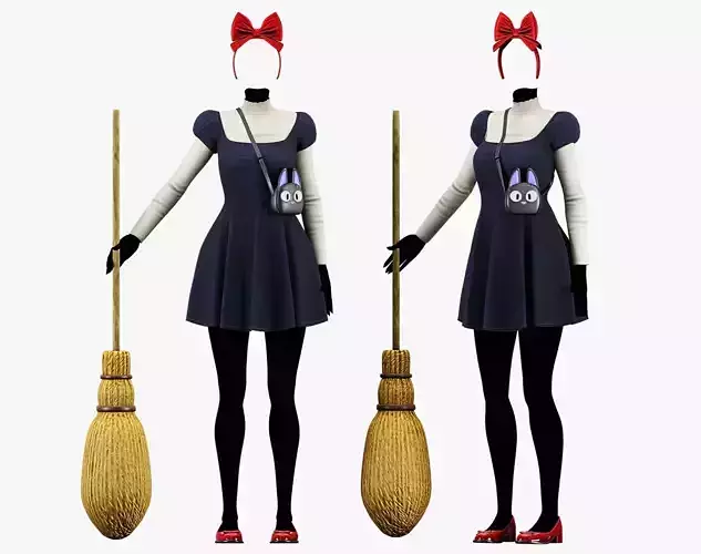 Cozy Witch Outfit Pack Low Poly Low-poly 3D model