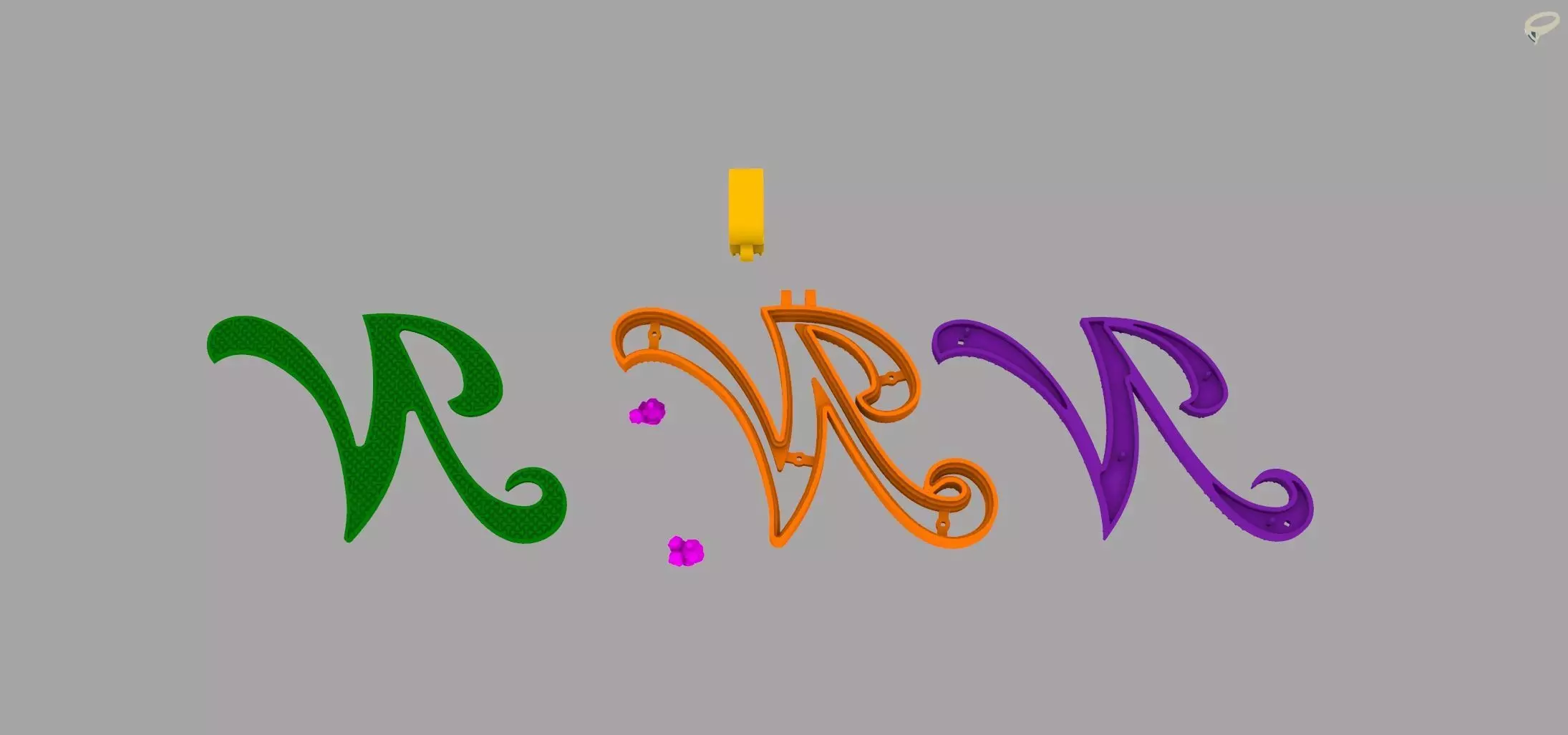 N Pendant 3D print model_8