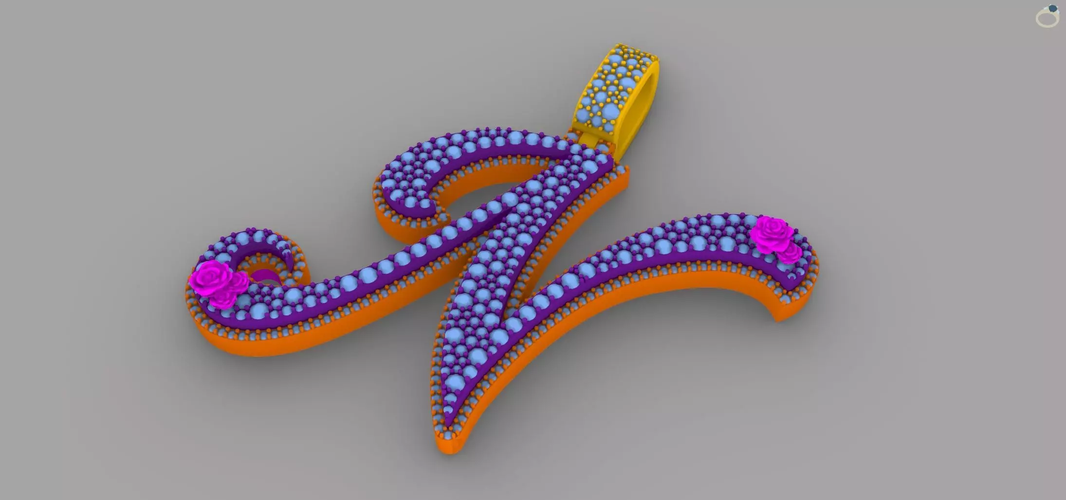 N Pendant 3D print model_5