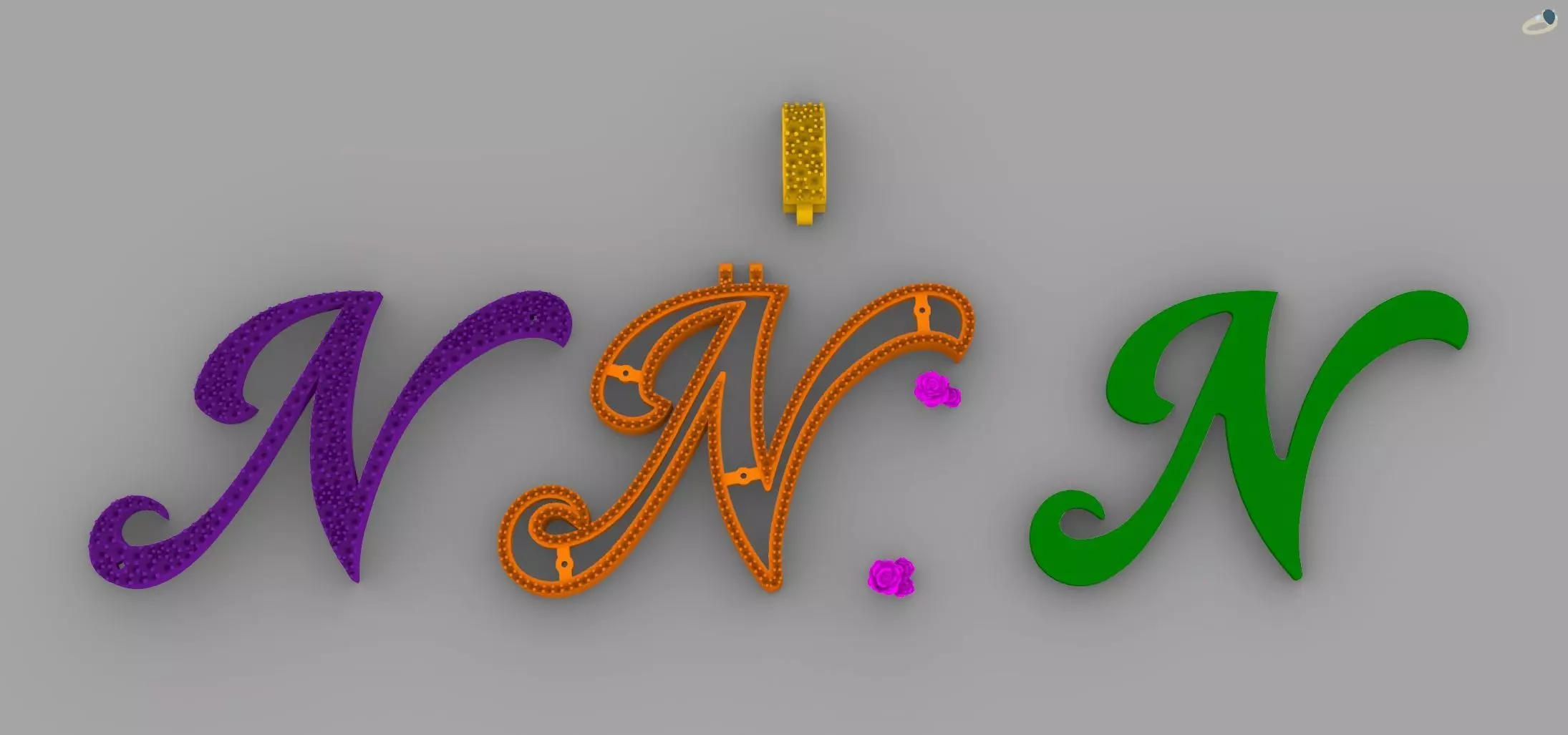 N Pendant 3D print model_7