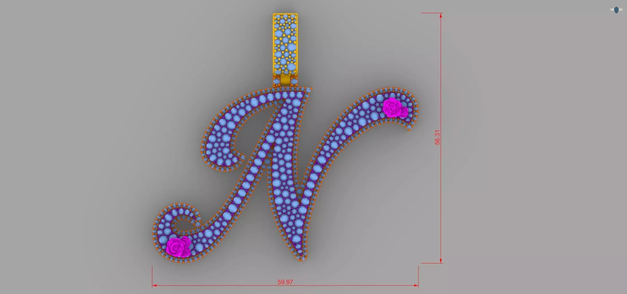 N Pendant 3D print model_3