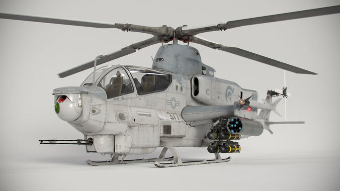Bell AH-1Z Viper Attack Helicopter Dirty Textures 3D model